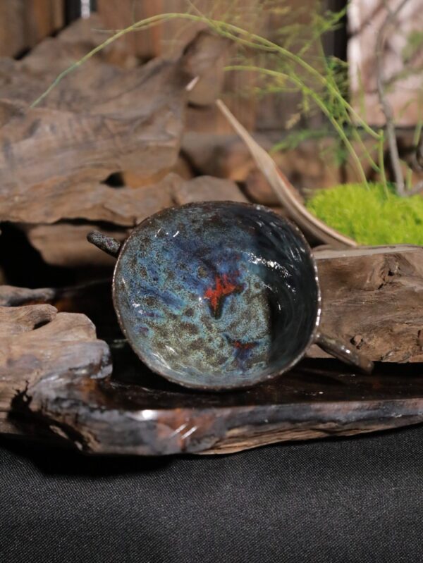 Handmade Black Sand Clay ceramic cup with twin handles